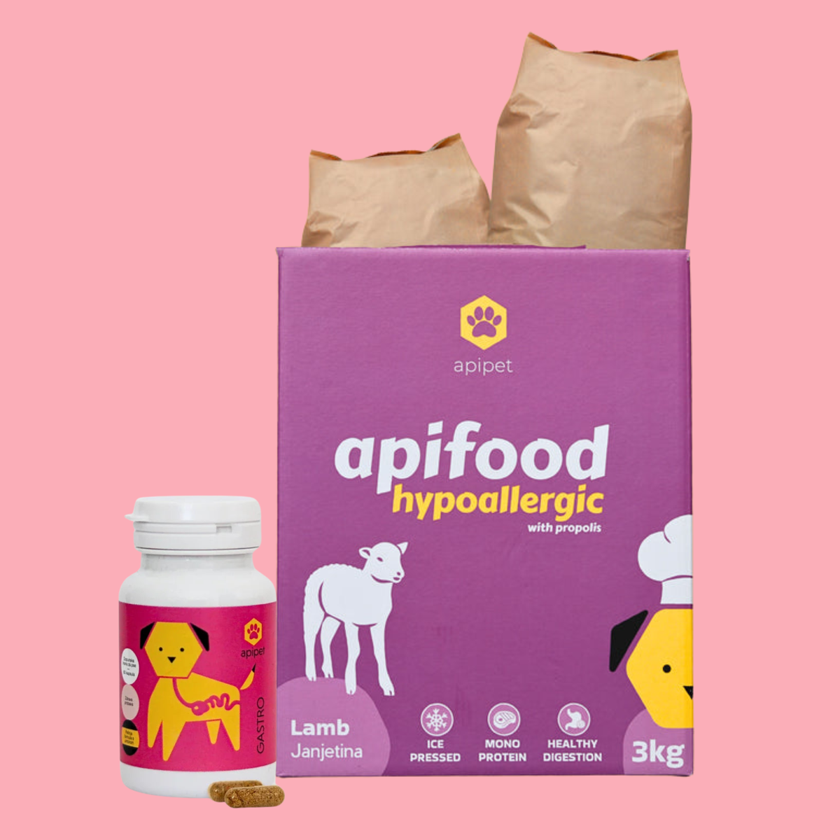 Apifood Hypoallergic Jagnjetina + GRATIS Apipet Gastro